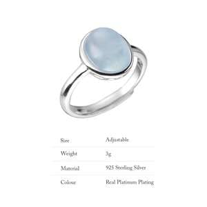 TZgrams 925 Sterling Silver Каблучка з аквамарином Овальний блакитний камінь Прості елегантні корейські модні каблучки з місячним камінням Ювелірні TZgrams 925 Sterling Silver Каблучка з аквамарином Овальний блакитний камінь Прості елегантні корейські модні каблучки з місячним камінням Ювелірні