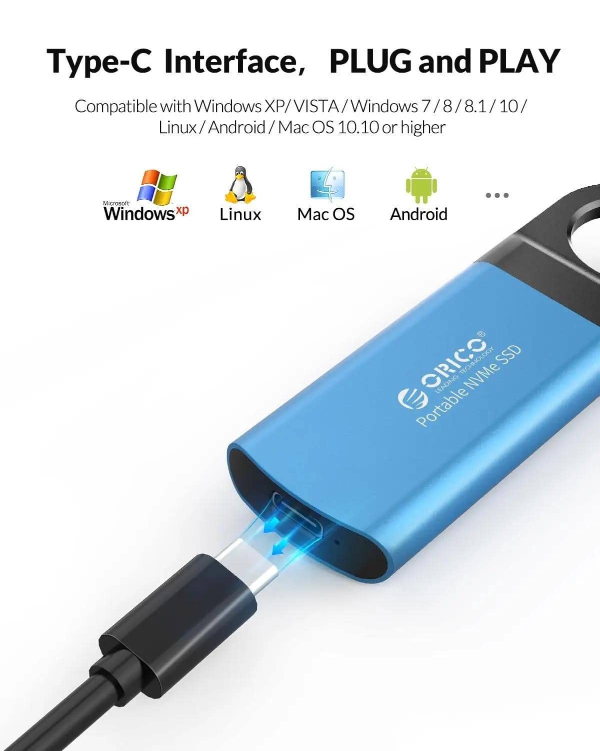 Зовнішній жорсткий диск ORICO SSD M2 NVME Mini 1 ТБ SSD 128 ГБ 256