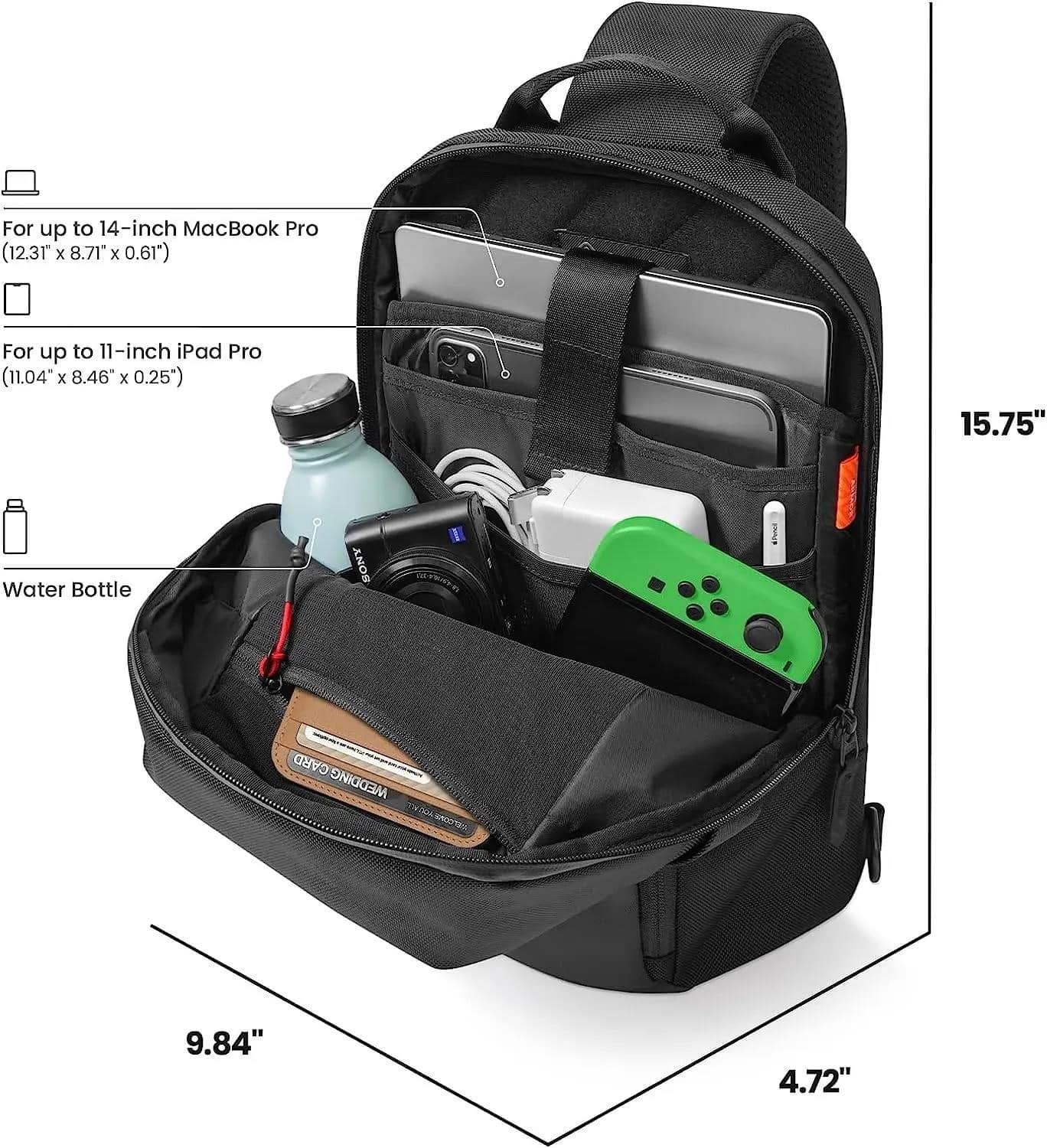 14-дюймова компактна сумка EDC Sling Bag, мінімалістичний
